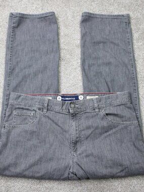 Alberto Stone Jeans Mens 36x28 Faded Black Modern Fit 5-Pocket Light Denim